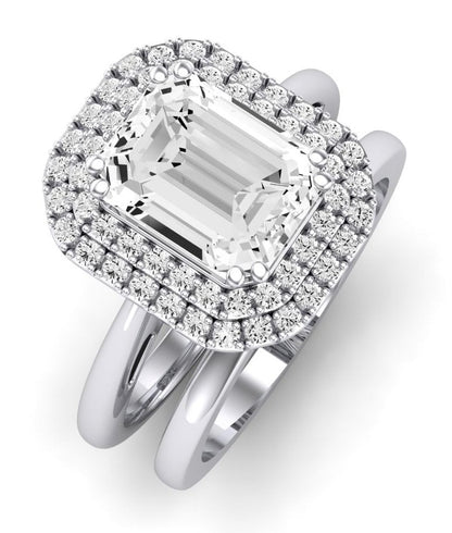 Tulip Emerald Moissanite Bridal Set whitegold