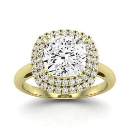Tulip Moissanite Matching Band Only ( Engagement Ring Not Included) For Ring With Cushion Center yellowgold