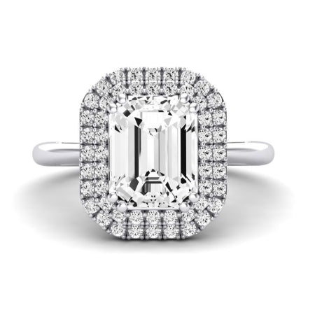 Tulip Moissanite Matching Band Only ( Engagement Ring Not Included) For Ring With Emerald Center whitegold
