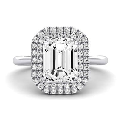 Tulip Moissanite Matching Band Only ( Engagement Ring Not Included) For Ring With Emerald Center whitegold