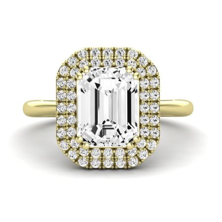 Tulip Moissanite Matching Band Only ( Engagement Ring Not Included) For Ring With Emerald Center yellowgold