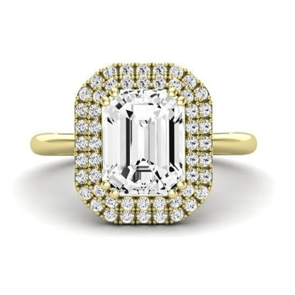 Tulip Moissanite Matching Band Only ( Engagement Ring Not Included) For Ring With Emerald Center yellowgold