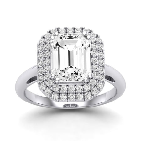Tulip Moissanite Matching Band Only ( Engagement Ring Not Included) For Ring With Emerald Center whitegold