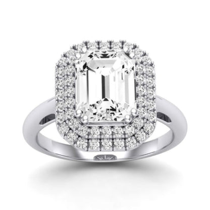 Tulip Moissanite Matching Band Only ( Engagement Ring Not Included) For Ring With Emerald Center whitegold