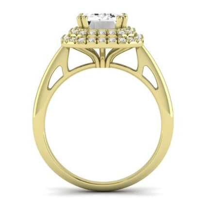 Tulip Moissanite Matching Band Only ( Engagement Ring Not Included) For Ring With Emerald Center yellowgold