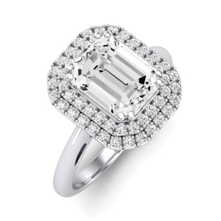 Tulip Moissanite Matching Band Only ( Engagement Ring Not Included) For Ring With Emerald Center whitegold