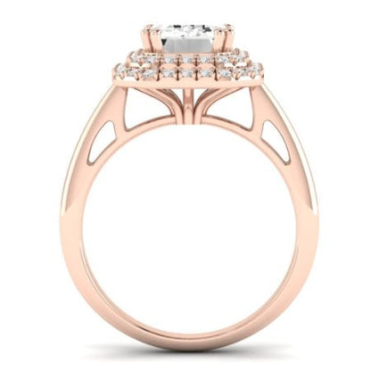 Tulip Moissanite Matching Band Only ( Engagement Ring Not Included) For Ring With Emerald Center rosegold