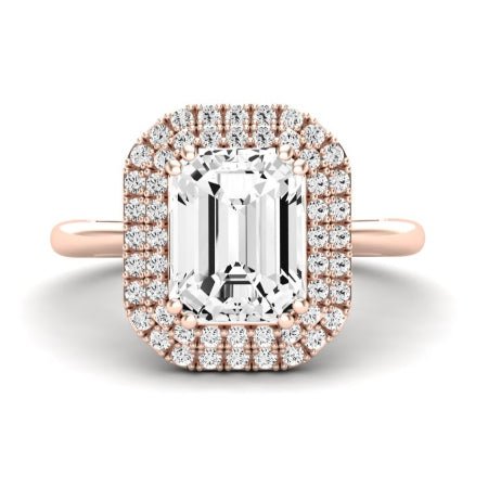 Tulip Moissanite Matching Band Only ( Engagement Ring Not Included) For Ring With Emerald Center rosegold