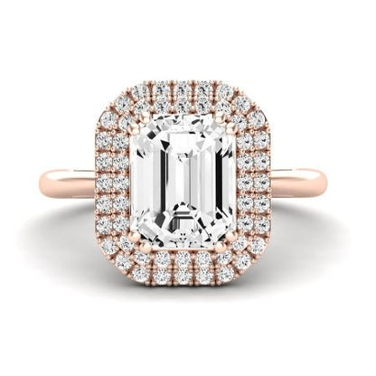 Tulip Moissanite Matching Band Only ( Engagement Ring Not Included) For Ring With Emerald Center rosegold