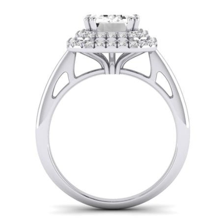 Tulip Moissanite Matching Band Only ( Engagement Ring Not Included) For Ring With Emerald Center whitegold
