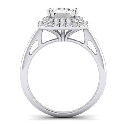Tulip Moissanite Matching Band Only ( Engagement Ring Not Included) For Ring With Emerald Center whitegold