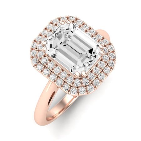 Tulip Moissanite Matching Band Only ( Engagement Ring Not Included) For Ring With Emerald Center rosegold