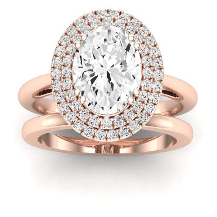 Tulip Diamond Matching Band Only ( Engagement Ring Not Included) For Ring With Oval Center rosegold