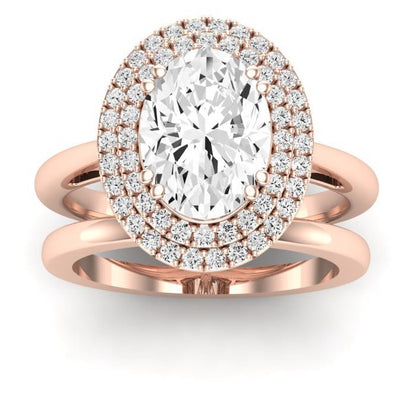 Tulip Diamond Matching Band Only ( Engagement Ring Not Included) For Ring With Oval Center rosegold