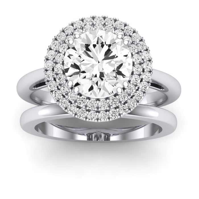 Tulip Moissanite Matching Band Only (does Not Include Engagement Ring) For Ring With Round Center whitegold