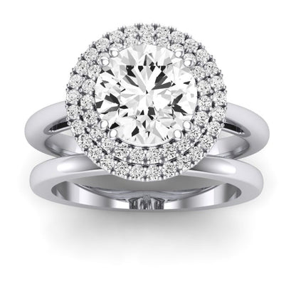 Tulip Moissanite Matching Band Only (does Not Include Engagement Ring) For Ring With Round Center whitegold