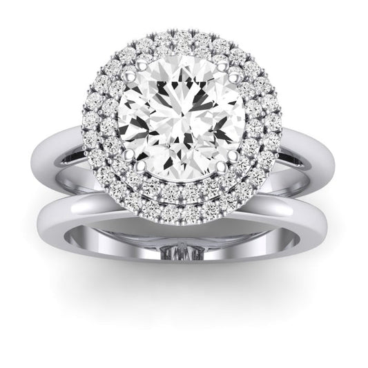 Tulip Moissanite Matching Band Only (does Not Include Engagement Ring) For Ring With Round Center whitegold