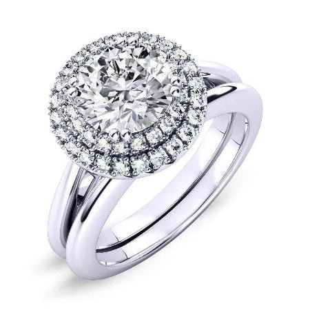 Tulip Round Moissanite Bridal Set whitegold