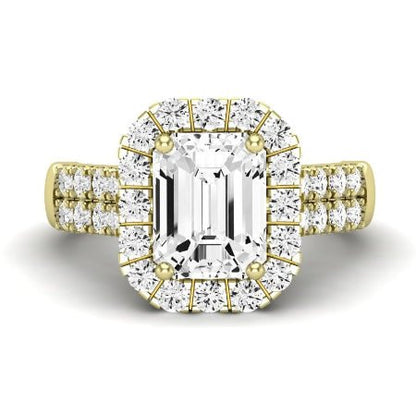 Velvet Diamond Matching Band Only ( Engagement Ring Not Included) For Ring With Emerald Center yellowgold