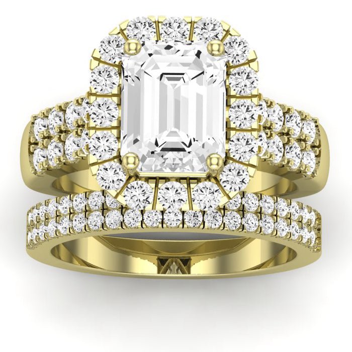 Velvet Diamond Matching Band Only ( Engagement Ring Not Included) For Ring With Emerald Center yellowgold