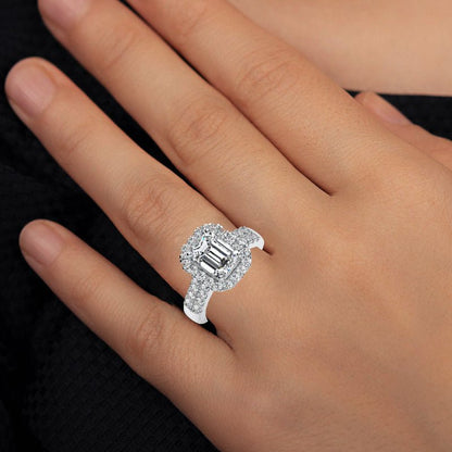Velvet Emerald Diamond Engagement Ring (Lab Grown Igi Cert) whitegold