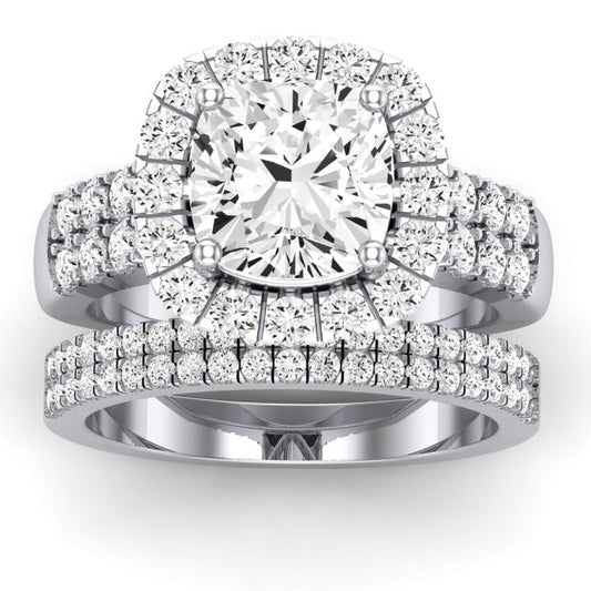 Velvet Moissanite Matching Band Only (does Not Include Engagement Ring)  For Ring With Cushion Center whitegold