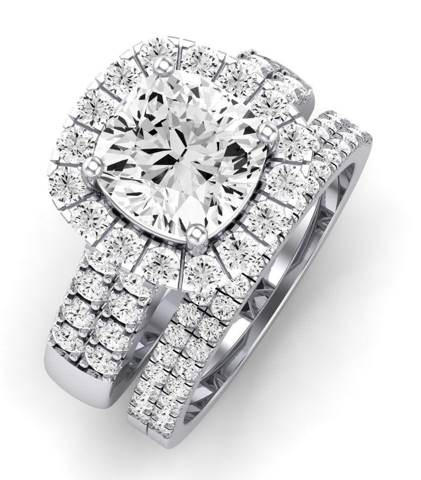 Velvet Moissanite Matching Band Only (does Not Include Engagement Ring)  For Ring With Cushion Center whitegold