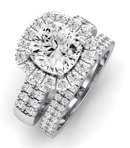 Velvet Moissanite Matching Band Only (does Not Include Engagement Ring)  For Ring With Cushion Center whitegold