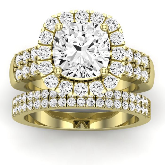 Velvet Moissanite Matching Band Only (does Not Include Engagement Ring)  For Ring With Cushion Center yellowgold