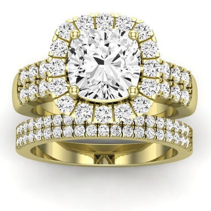 Velvet Moissanite Matching Band Only (does Not Include Engagement Ring)  For Ring With Cushion Center yellowgold