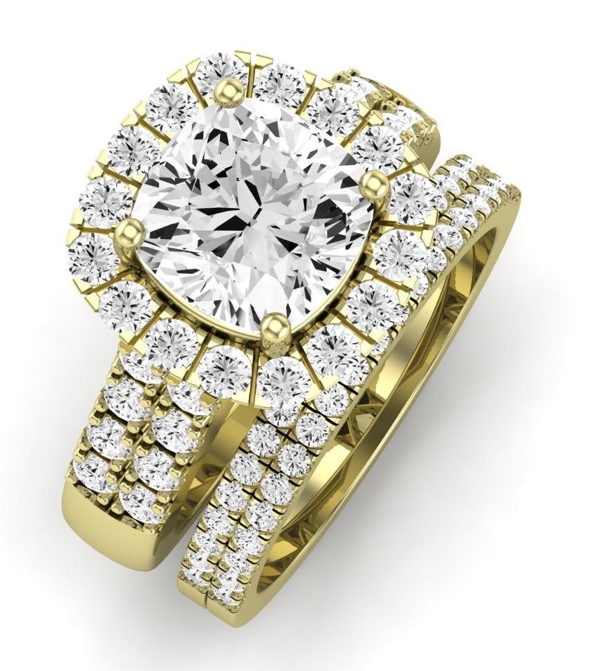 Velvet Moissanite Matching Band Only (does Not Include Engagement Ring)  For Ring With Cushion Center yellowgold
