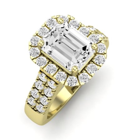 Velvet Moissanite Matching Band Only ( Engagement Ring Not Included) For Ring With Emerald Center yellowgold