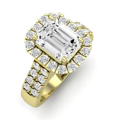 Velvet Moissanite Matching Band Only ( Engagement Ring Not Included) For Ring With Emerald Center yellowgold
