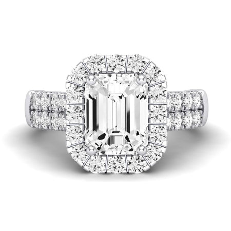 Velvet Moissanite Matching Band Only ( Engagement Ring Not Included) For Ring With Emerald Center whitegold