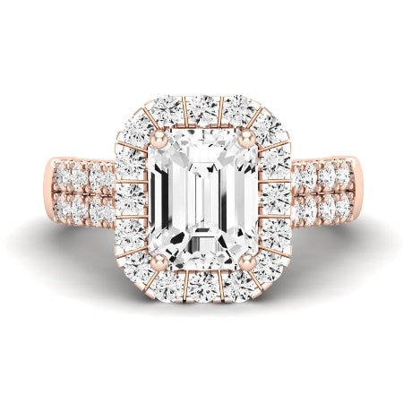 Velvet Moissanite Matching Band Only ( Engagement Ring Not Included) For Ring With Emerald Center rosegold