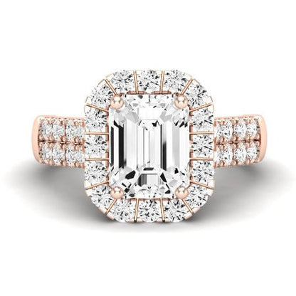 Velvet Moissanite Matching Band Only ( Engagement Ring Not Included) For Ring With Emerald Center rosegold