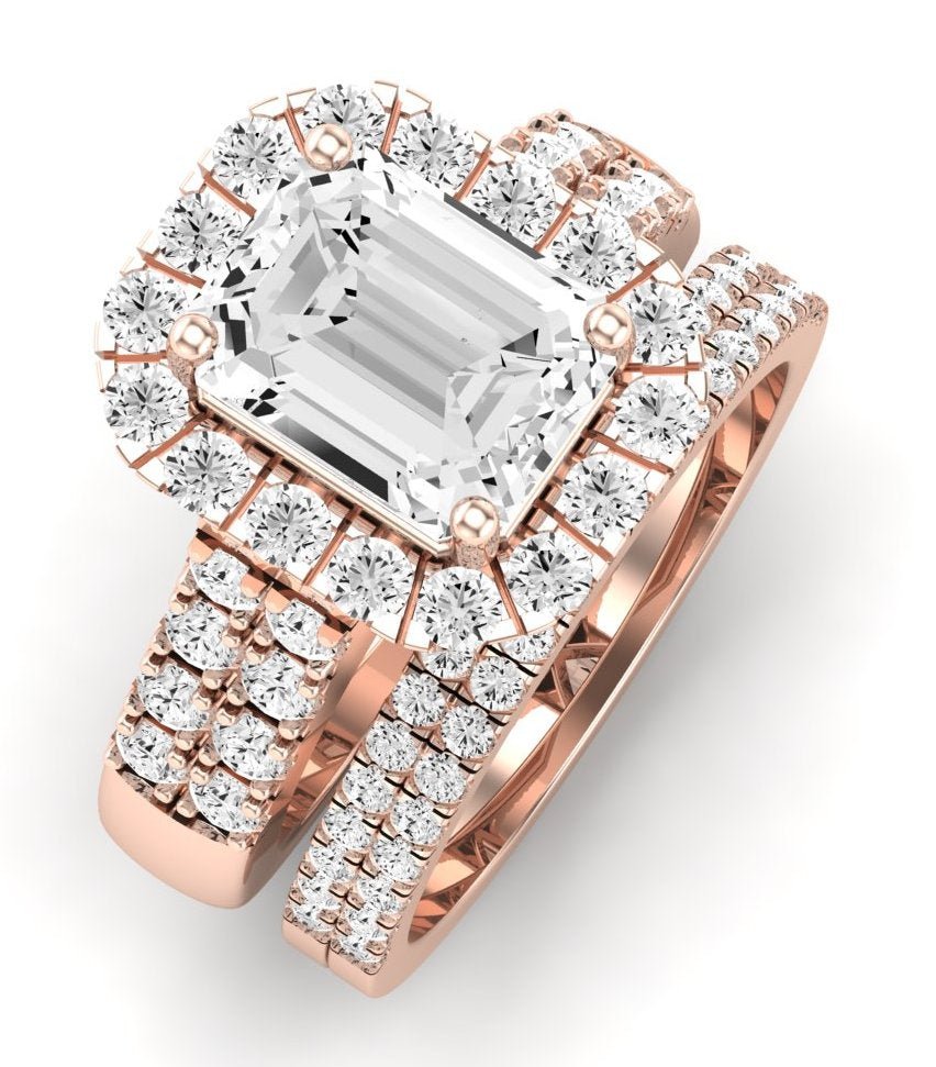Velvet Moissanite Matching Band Only ( Engagement Ring Not Included) For Ring With Emerald Center rosegold