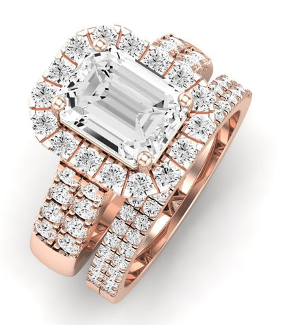 Velvet Moissanite Matching Band Only ( Engagement Ring Not Included) For Ring With Emerald Center rosegold
