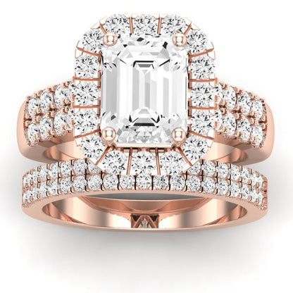 Velvet Moissanite Matching Band Only ( Engagement Ring Not Included) For Ring With Emerald Center rosegold