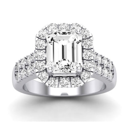 Velvet Moissanite Matching Band Only ( Engagement Ring Not Included) For Ring With Emerald Center whitegold