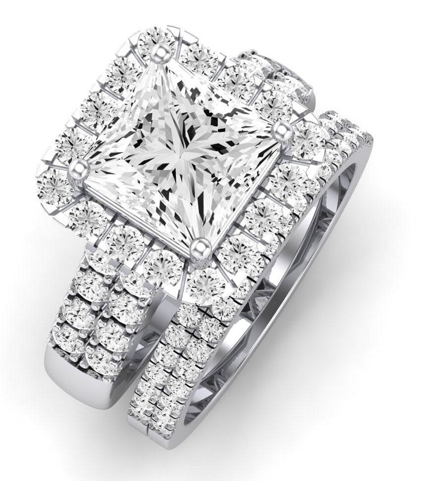 Velvet Moissanite Matching Band Only (does Not Include Engagement Ring)  For Ring With Princess Center whitegold