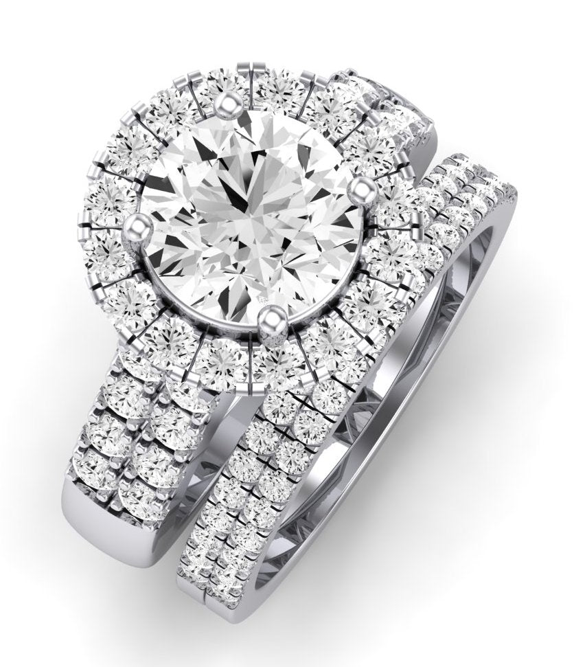 Velvet Moissanite Matching Band Only (does Not Include Engagement Ring)  For Ring With Round Center whitegold