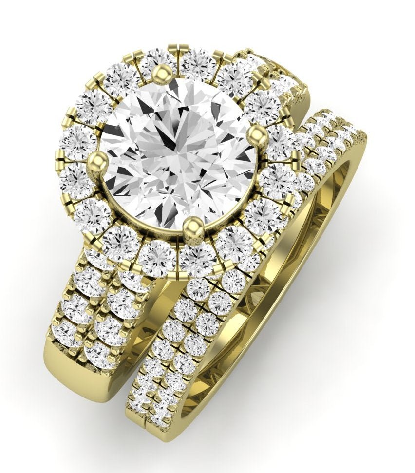 Velvet Moissanite Matching Band Only (does Not Include Engagement Ring)  For Ring With Round Center yellowgold