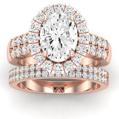 Velvet Oval Moissanite Bridal Set rosegold