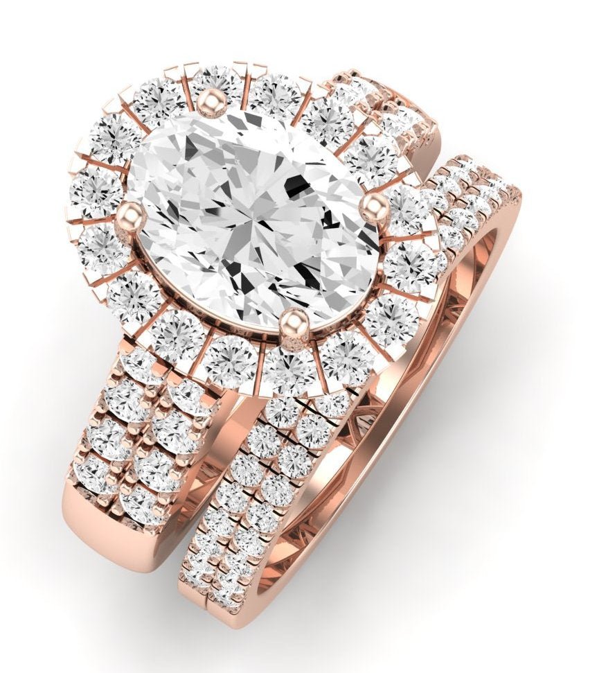 Velvet Oval Moissanite Bridal Set rosegold