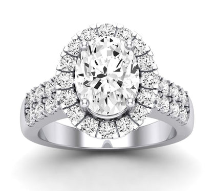 Velvet Oval Moissanite Engagement Ring whitegold