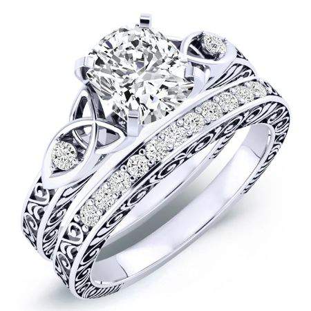 Venus Cushion Moissanite Bridal Set whitegold