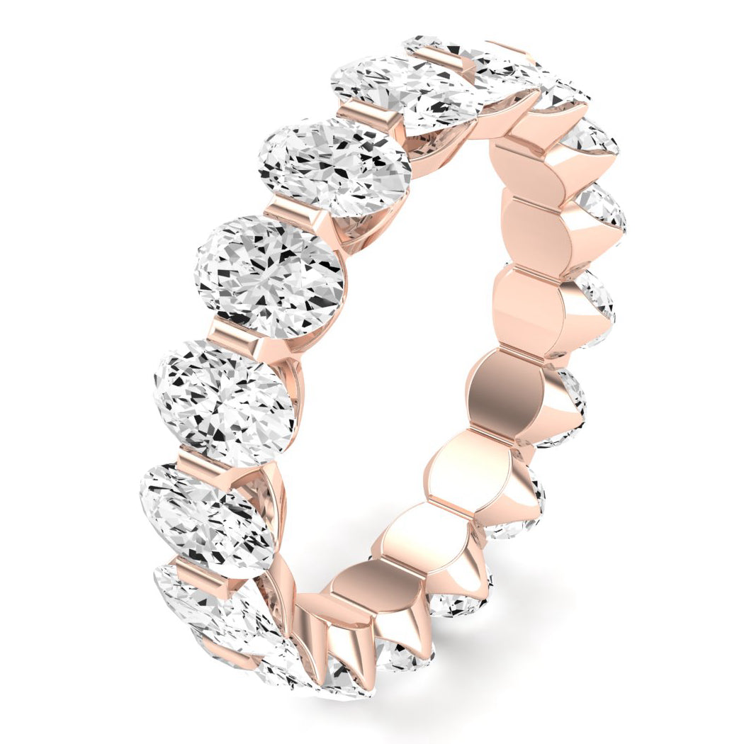 Silk Oval Cut Moissanite Eternity Band rosegold