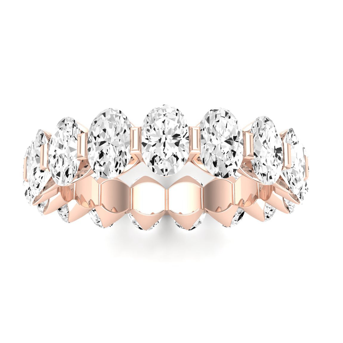 Silk Oval Cut Moissanite Eternity Band rosegold