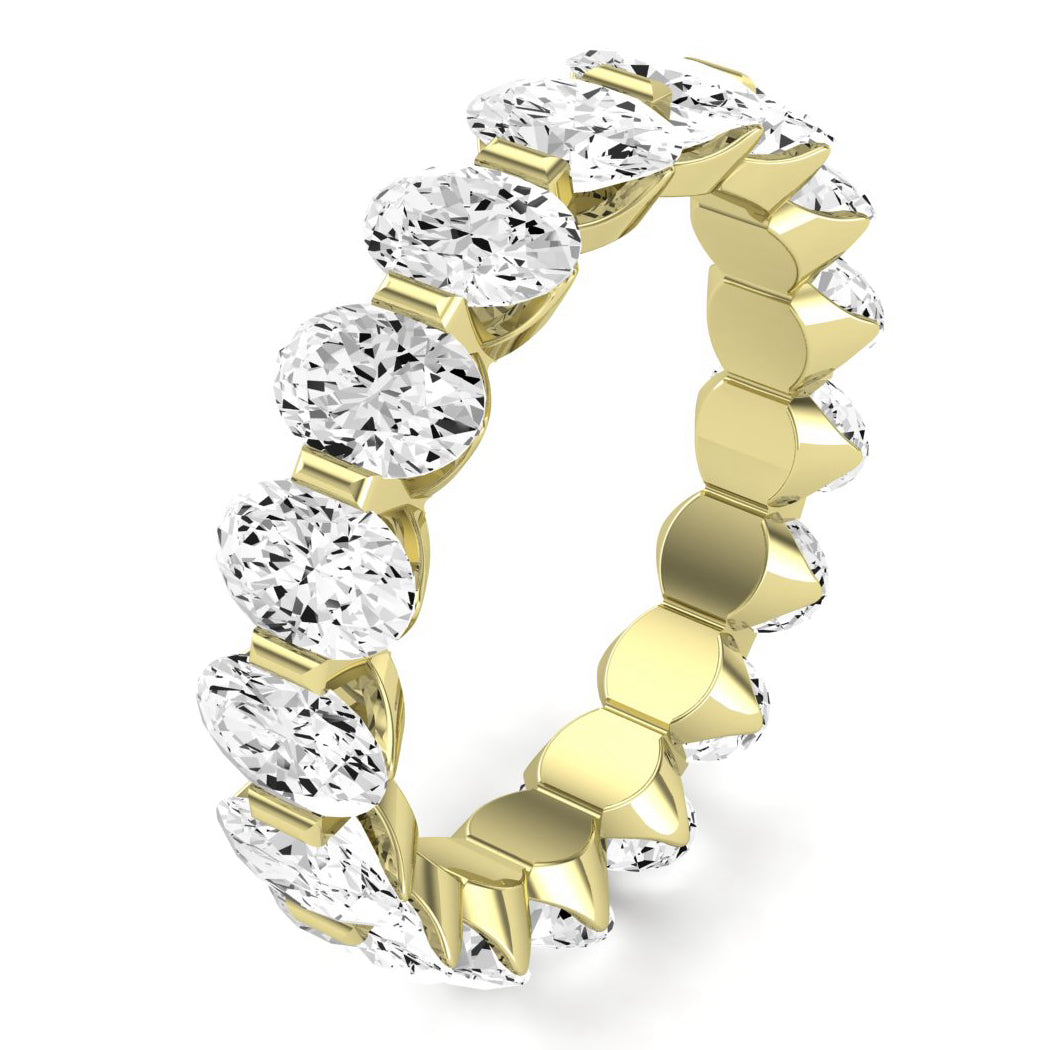 Silk Oval Cut Moissanite Eternity Band yellowgold
